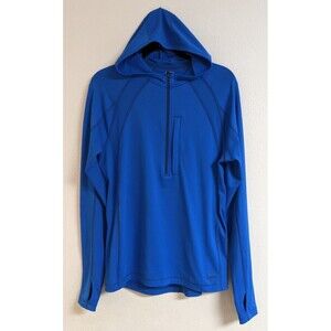 Men's REI Blue 1/4 Zip Hooded Poly/Spandex Jacket SZ M  WORN ONCE! EXCELLENT !!
